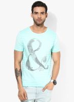 Forca By Lifestyle Aqua Blue Round Neck T-Shirt