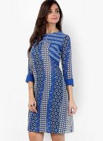 Fusion Beats Violet Indigo Colored Printed Shift Dress