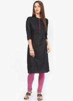 G Black Solid Kurta