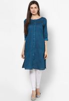 G Blue Solid Kurta