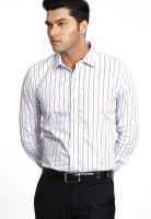Genesis Striped White Slim Fit Formal Shirt