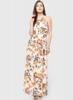 Ginger By Lifestyle Off White Colored Printed Maxi Dress