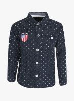 Gini & Jony Navy Blue Printed Casual Shirt