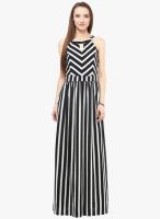 Harpa Black Colored Striped Maxi Dress