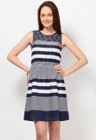 Harpa Sleeve Less Thick Stripe Navy Blue Dress