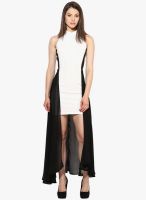 Harpa White Colored Solid Asymmetric Dress