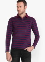 Highlander Purple Striped Polo TShirt