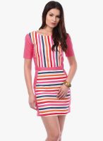 I Know Pink Colored Striped Bodycon Dress