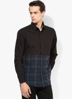 Incult Black Checks Slim Fit Casual Shirt