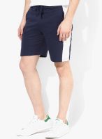 Incult Dark Blue Sweat Shorts With Off White Cut And Sew Panel