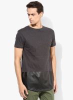 Incult Grey Solid Round Neck T-Shirt