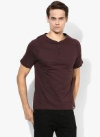 Incult Wine Solid Henley T-Shirt