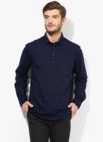 Indian Terrain Navy Blue Solid Slim Fit Casual Shirt