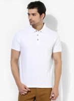 Indian Terrain White Solid Polo T-Shirt