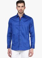 Invern by Monteil Blue Solid Slim Fit Casual Shirt