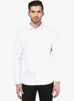 Invern by Monteil White Solid Slim Fit Casual Shirt