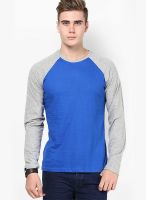 Izinc Blue Solid Round Neck T-Shirts