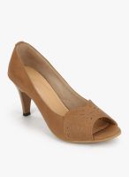 J Collection Brown Lazer Cut Peep Toes