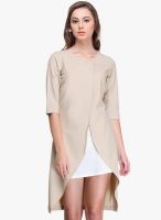 Kaaryah Off White Colored Solid Asymmetric Dress