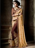 Kalista Fashions Brown Embroidered Saree