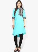 La Firangi Aqua Blue Solid Kurti