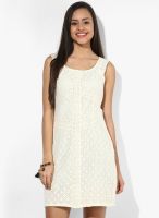 Latin Quarters Off White Colored Embroidered Shift Dress