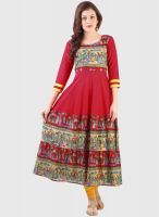 Libas Red Printed Kurta