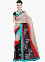 Lookslady Beige Printed Saree