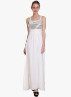 MEIRO Off White Colored Embellished Maxi Dress