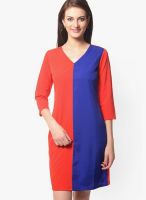 Meira Red Colored Solid Shift Dress