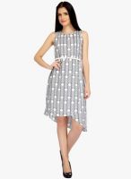 Mineral Grey Colored Printed Asymmetric Dress