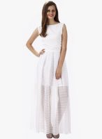 Miss Chase Off White Colored Solid Maxi Dress