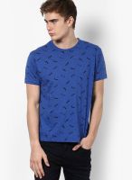 Monteil & Munero Blue Printed Round Neck T-Shirt