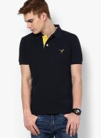 Monteil & Munero Navy Blue Solid Polo T-Shirts