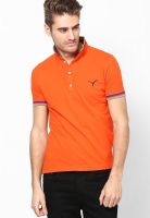 Monteil & Munero Orange Solid Polo T-Shirts