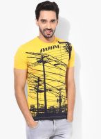 Monteil & Munero Yellow Printed Round Neck T-Shirts