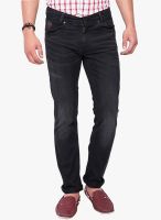 Mufti Solid Black Slim Fit Jeans