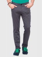 Mufti Solid Grey Narrow Fit Jeans