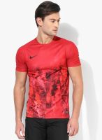 Nike As Flash Cr7 Ss Red Football Round Neck T-Shirt