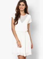 Only Off White Short Sleeve Skater Dress