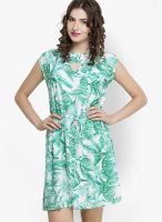 Oxolloxo Green Colored Printed Shift Dress