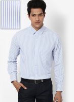 Peter England White Striped Slim Fit Formal Shirt