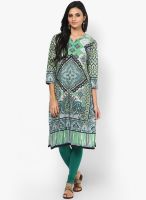 Rain & Rainbow Green Cotton Kurti