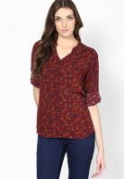 Raindrops Maroon Printed Shirt