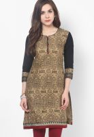 Span Brown Embroidered Kurtis