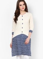 Span Off White Embroidered Kurtis