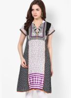 Span Purple Printed Kurta