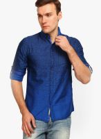 The Indian Garage Co. Checks Navy Blue Casual Shirt
