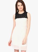 The Vanca Off White Colored Embroidered Shift Dress