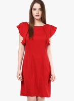 The Vanca Red Colored Solid Shift Dress